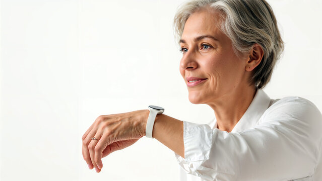 Connected Wellness: Senior Woman Wearing Smart Device
