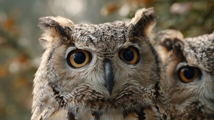 Closeup owl eyes portrait