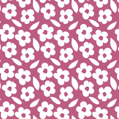 Pink and white fabric floral seamless pattern	