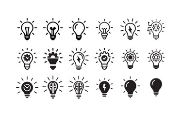 Creative Light Bulb Idea Icon Set, Innovation and Inspiration Light Bulb Icons, vector illustration eps 10.