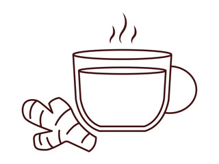Ginger tea icon. Beverages outline icon. Simple drink or beverages vector illustration in modern thin line style.