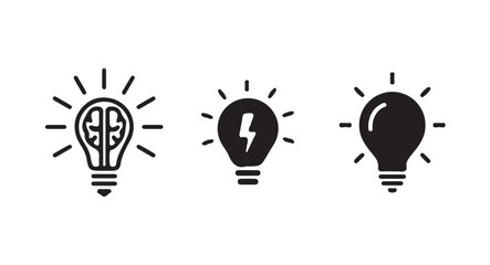 Bright lightbulb icon silhouette symbolizing innovative idea generation,  symbol of idea and creativity. Vector illustration eps 10.
