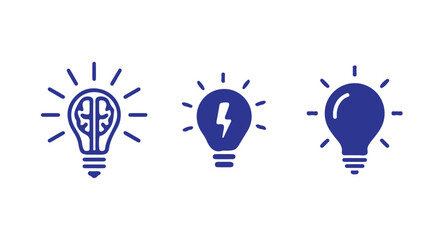 Ideas icon set. Idea, bulb, innovation icon collection,  Idea and creativity symbol. Electric lamp, electricity, light. Editable stroke. Vector illustration eps 10.