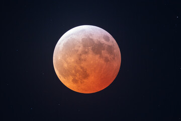 Blood Moon Lunar Eclipse With Stars