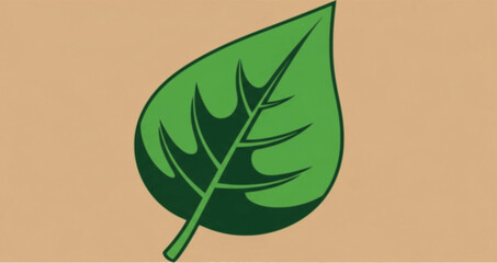 A stylized green leaf, detailed veins, simple background.