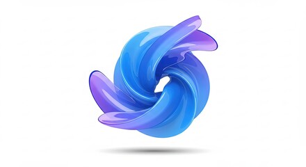 Naklejka premium Smooth swirling abstract blue and purple fluid sculpture with glossy finish