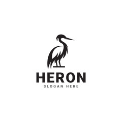 Heron Silhouette Logo Design Template Simple Mascot Logo Template