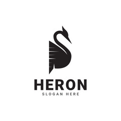 Heron Silhouette Logo Design Template Simple Mascot Logo Template