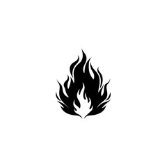 Flame and fire black icon silhouette vector, Fire flame icon