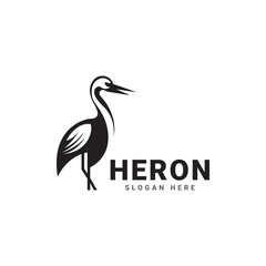 Heron Silhouette Logo Design Template Simple Mascot Logo Template