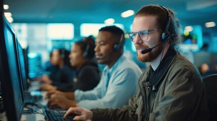 Fototapeta premium Customer Support Team Working in Call Center