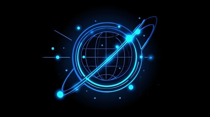 Futuristic Digital Globe with Orbiting Lines
