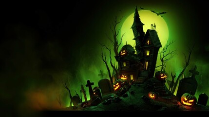 Spooky Haunted House Halloween Scene