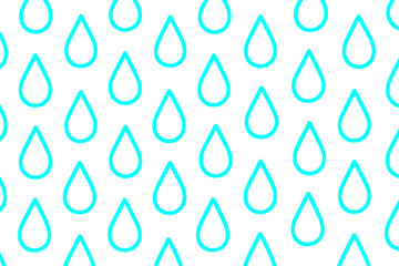 Repeating light blue water drops creating a simple and elegant pattern on a transparent background, ideal for various design projects