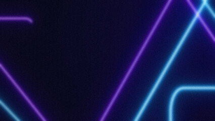 Abstract geometric pattern with glowing neon lines in purple and blue against a dark background