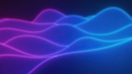 Smooth neon light waves flowing across a dark blue and purple gradient background