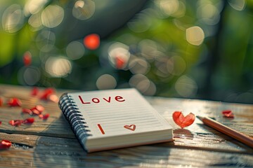 Ultra Quality Picture of Small Notepad with I Love You Inscription on Table