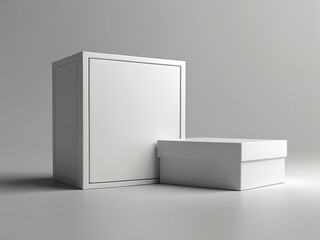 White box on a white background. 3d rendering illustration. Created using generative AI tools