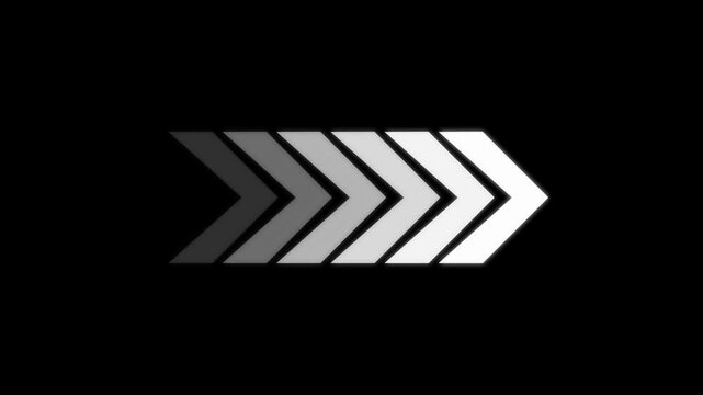 abstract arrow icon loading animation on white.Animation of sweep arrow icon, upward and transparent with black background with white swipe up pointing arrow icon.