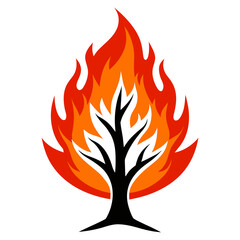 tree with fire flames