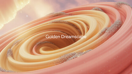 Abstract Golden Dreamscope Whimsical Spiral of Peach and Gold
