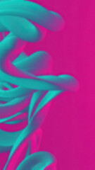 Swirling abstract liquid tubes in turquoise and magenta vibrant fluid motion
