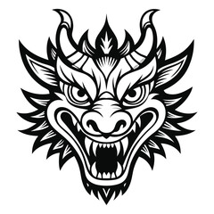 A powerful tribal tattoo illustration featuring a wolf and skull design with decorative wings, perfect for a vintage animal emblem or motorcycle club logo