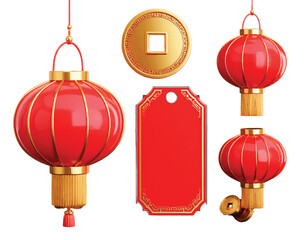 Red Chinese New Year lantern vector decorates the winter celebration, like a festive holiday ornament and suitable for graphic design