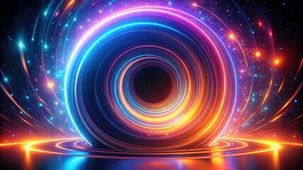 Obraz premium Abstract Cosmic Portal Vibrant Neon Rings and Glowing Stardust Trails