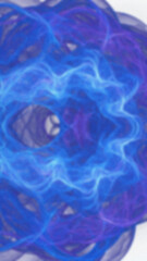 Abstract swirling blue and purple light patterns with a central circular opening