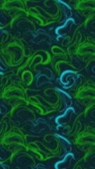 Swirling green and turquoise abstract lines on a dark background pattern
