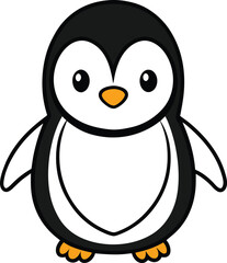 Stylized Baby Penguin Vector Illustration on White Background