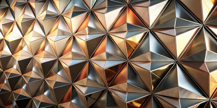 Abstract Metallic Triangular Pattern with Warm and Cool Tones