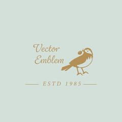 Little bird with olive logo design template.