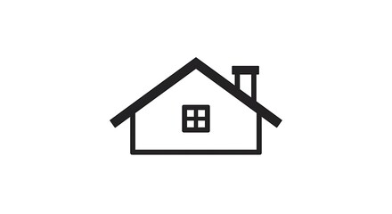 Simple House Icon with Window and Chimney