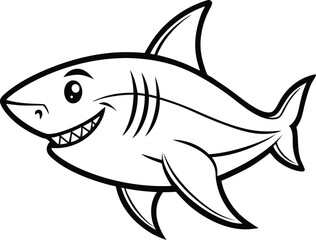 sharkoutline  vector illustration on white background