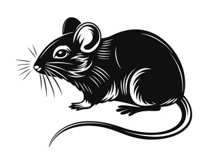 A striking minimalist silhouette design featuring a rodent creature rendered in bold black set against a clean bright backdrop for versatile graphic applications