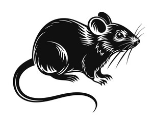 Striking black rodent silhouette a clean graphic representation of a small mammal isolated on a pristine white background for versatile design applications