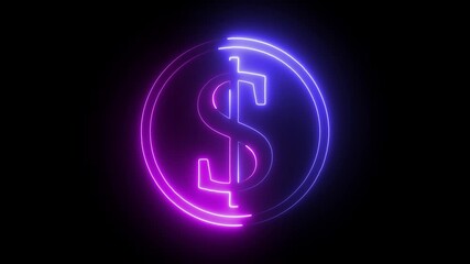 Glowing dollar icon animation Glowing Neon Dollar Sign Icon - Financial Focus and Wealth Concept Neon glowing dollar symbol concept on Black Background. - Powered by Adobe