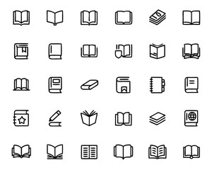 book outline icon set editable stroke vector