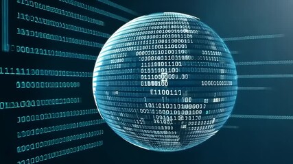 Digital Sphere: Binary Code Globe in Cyberspace - Powered by Adobe
