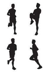 Runner Silhouettes on White Background, Vector Illustration