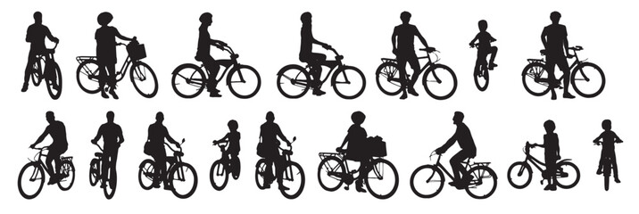 Bicycle Silhouettes, Vector Illustration, Isolated on White Background
