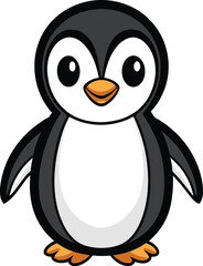 Stylized Baby Penguin Vector Illustration on White Background