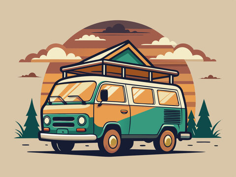camper van illustration - Powered by Adobe