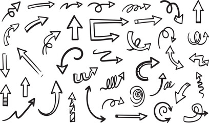Set of hand-drawn doodle arrows vector collection