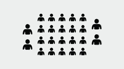 Group of Black Human Silhouette Icons Arranged in a Grid Pattern on White Background