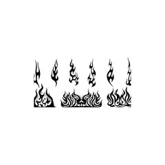 Silhouette Fire flames. Old school tattoo neo-tribal style or silhouette flame for cars. set vector icons.