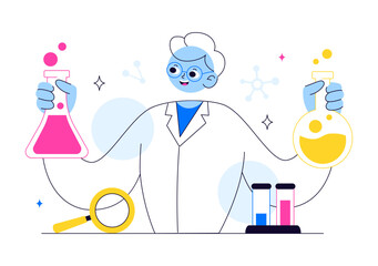 Experiment Vector Illustration Featuring a Laboratory Conducting Scientific Research, Experimentation, and Measurement to Test a Hypothesis
