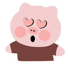 Pig In Love With Heart Shaped Eyes Illustration